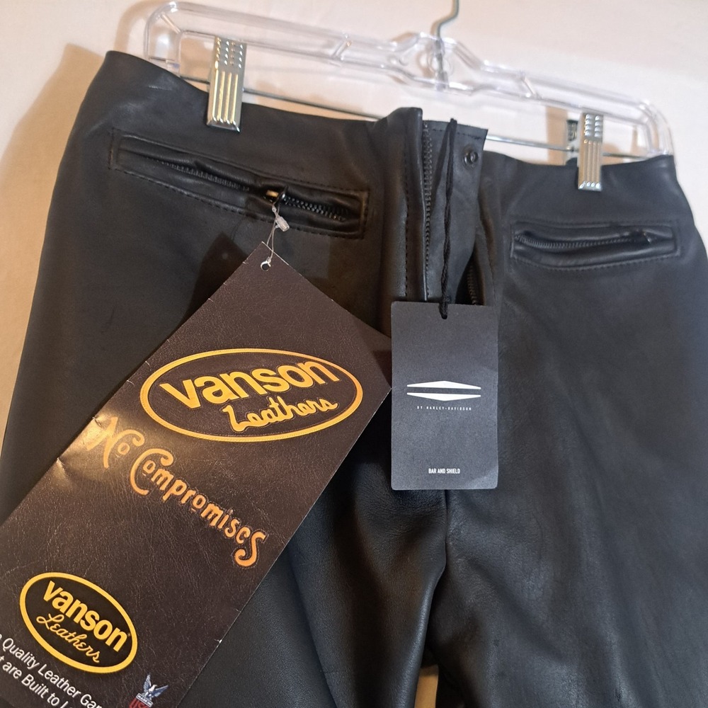 Harley Davidson x Vanson Black Leather Pants Moto Trouser Womens Size 6 $895 NWT - Picture 5 of 14